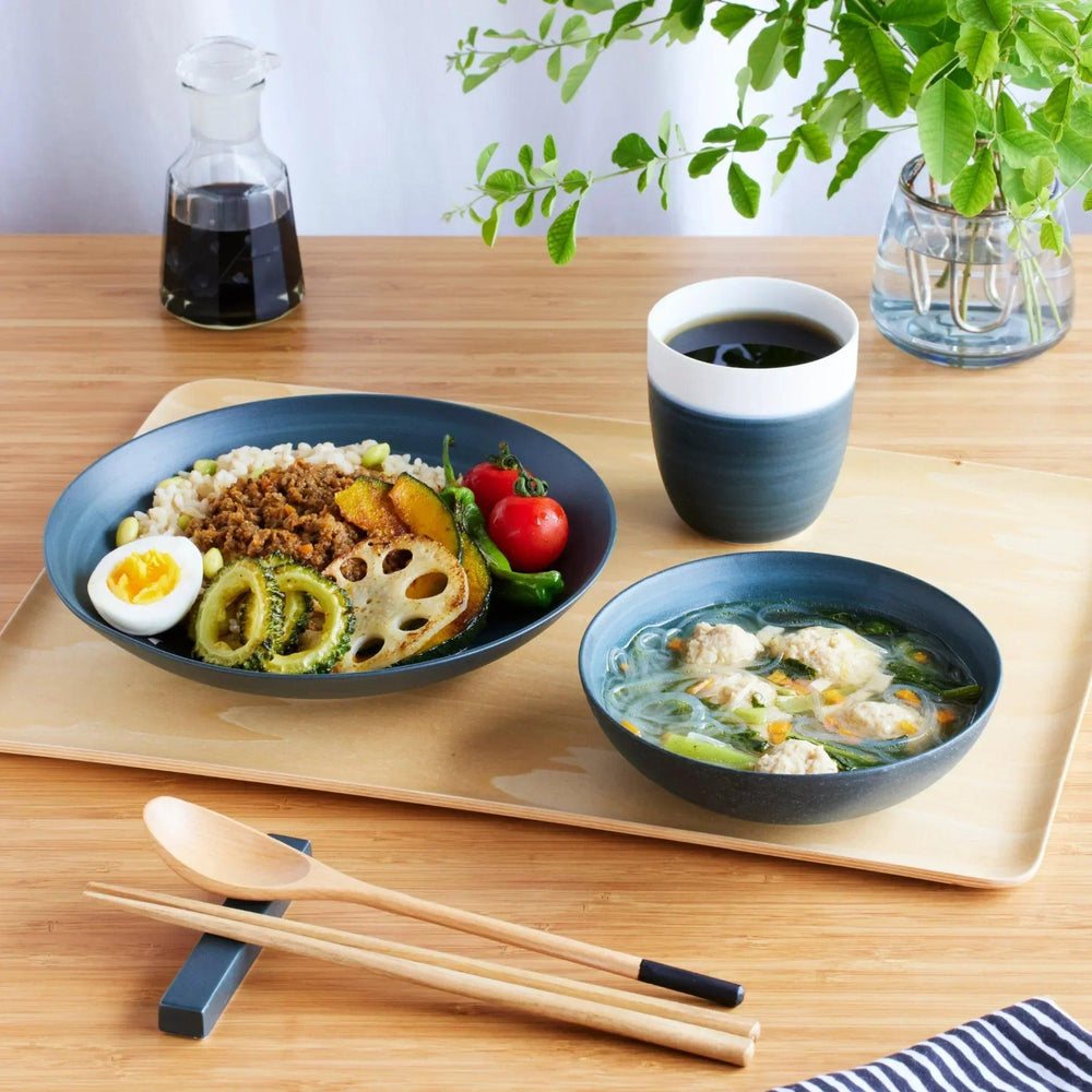 Cozy Japandi négyrészes étkészlet – tengerészkék - Image 2