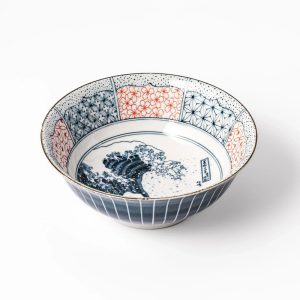 Kék Hokusai hullámmintás rámentál