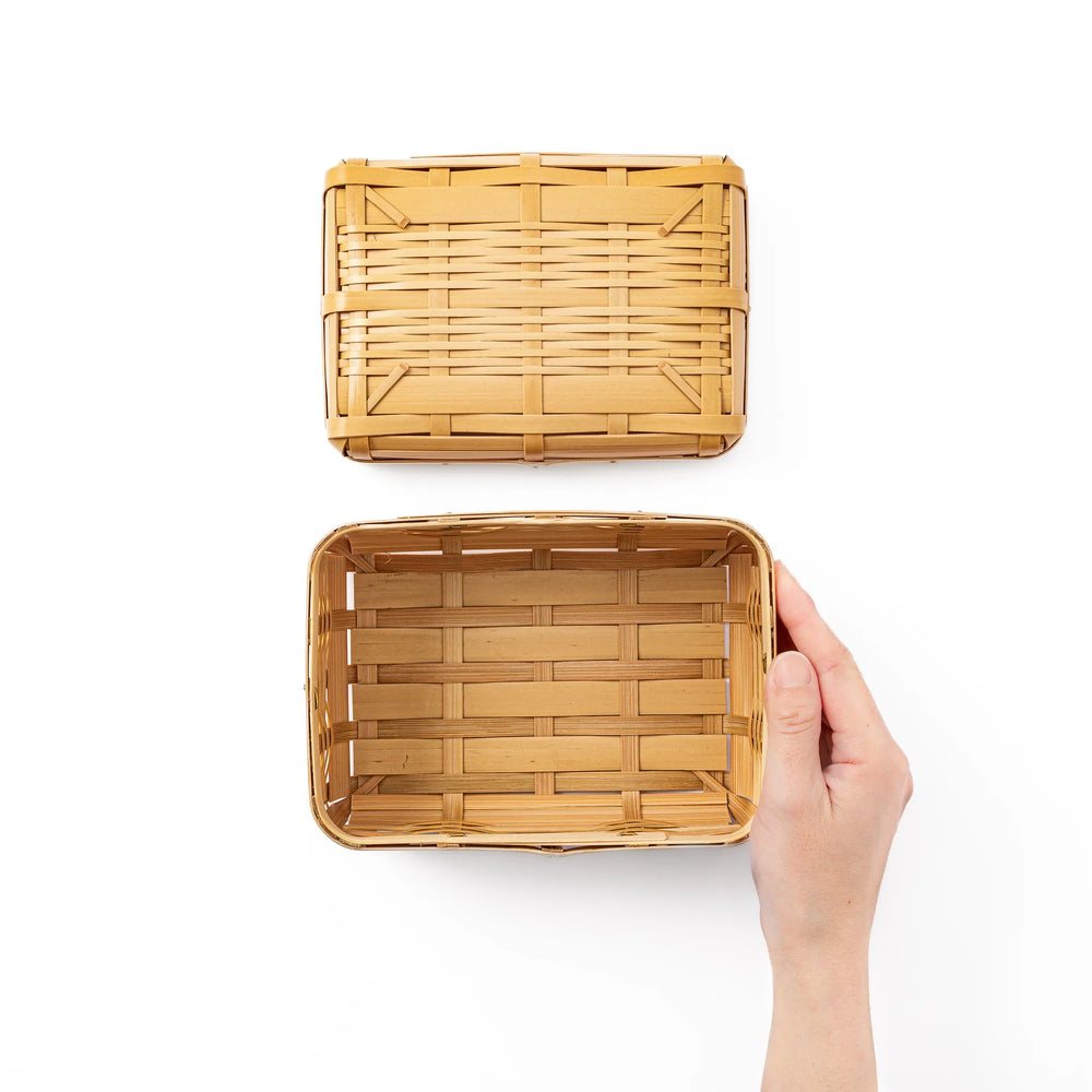 Japanese Hishigi Weave Bamboo Bento Basket - Image 2