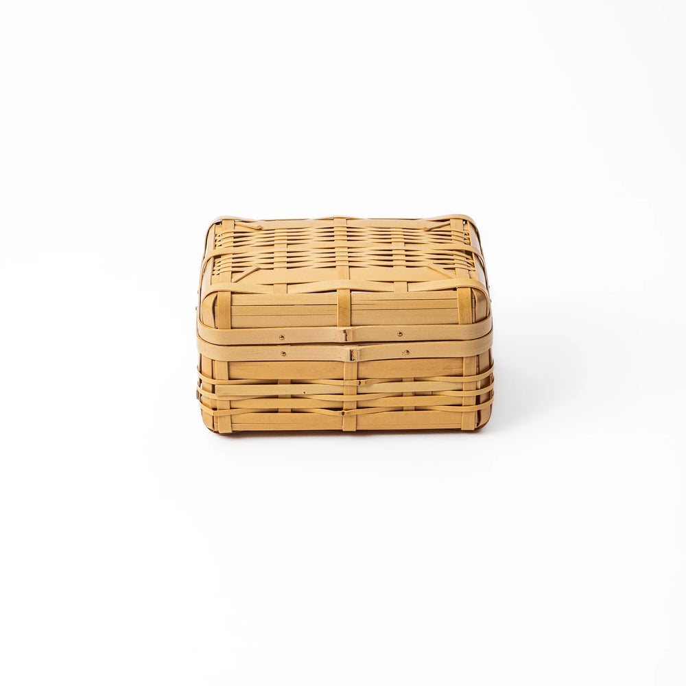 Japanese Hishigi Weave Bamboo Bento Basket - Image 3